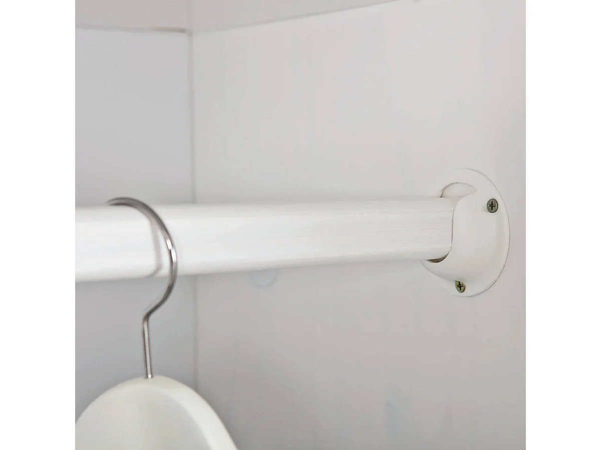 ALASKA - Armoire 3 Portes + Penderie Bois Massif Vernis Blanc