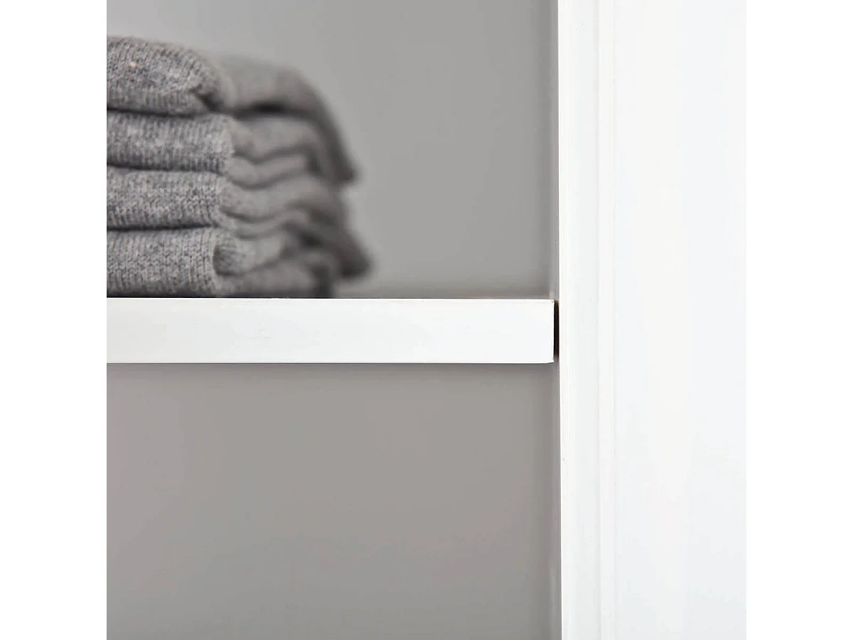 ALASKA - Armoire 3 Portes + Penderie Bois Massif Vernis Blanc