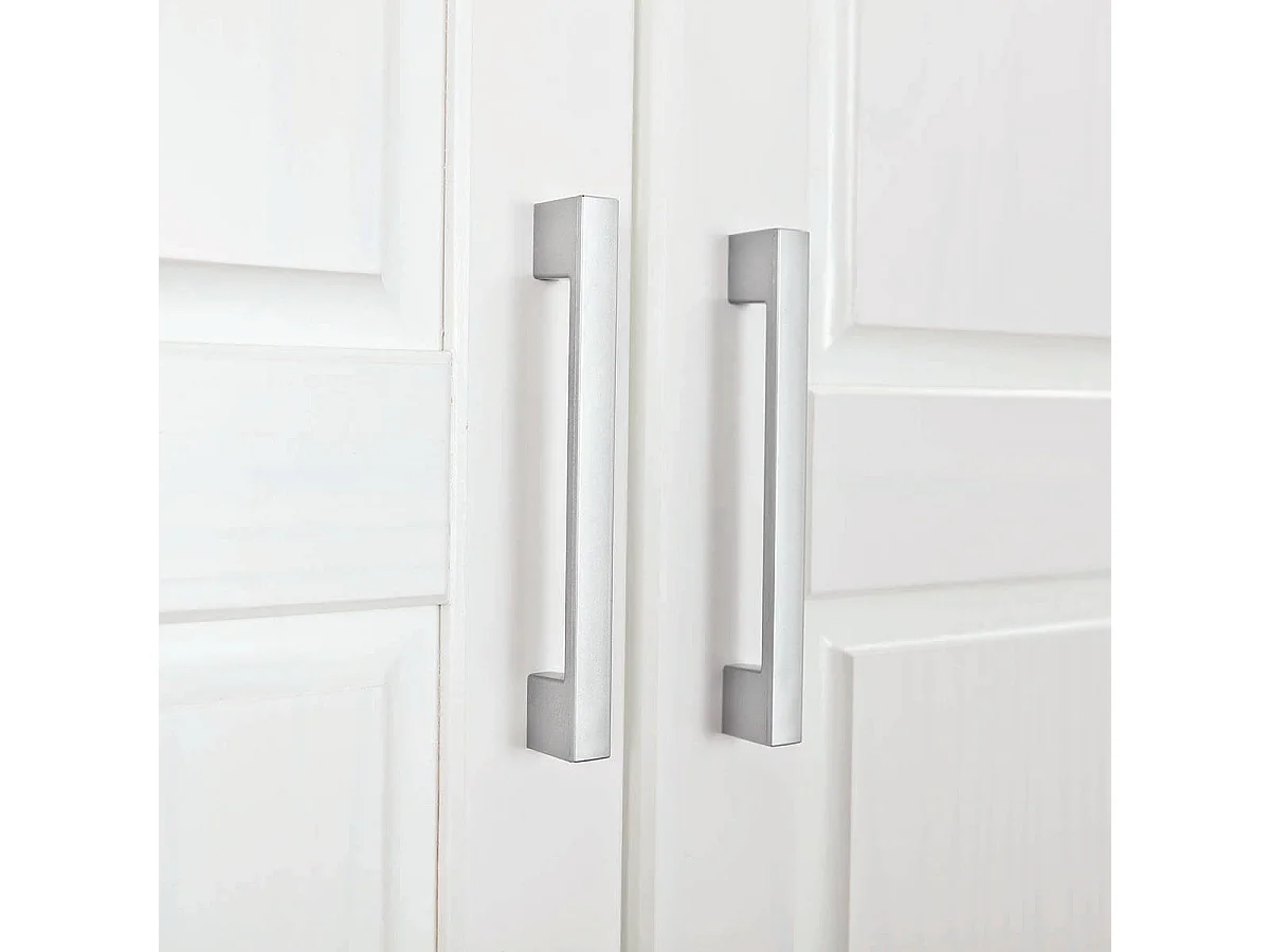 ALASKA - Armoire 3 Portes + Penderie Bois Massif Vernis Blanc