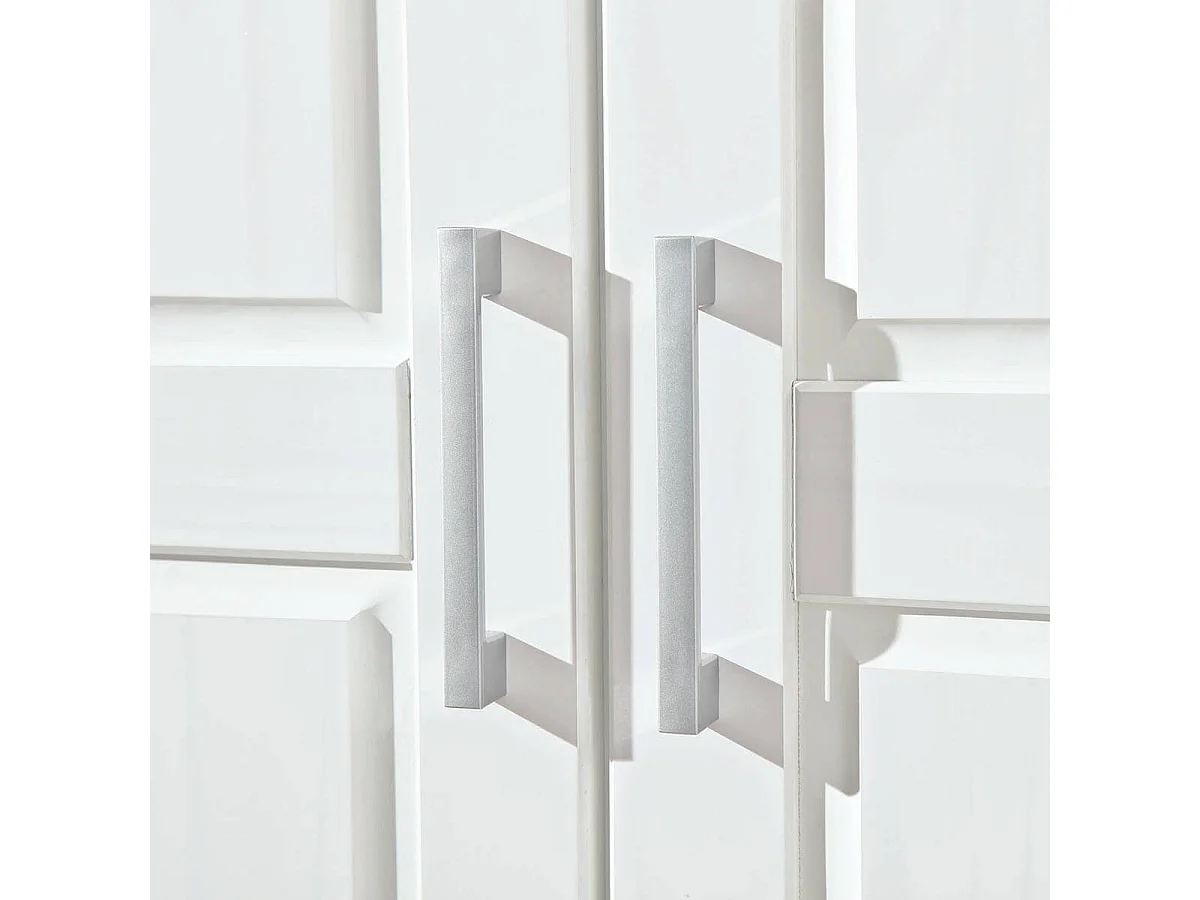 ALASKA - Armoire 3 Portes + Penderie Bois Massif Vernis Blanc