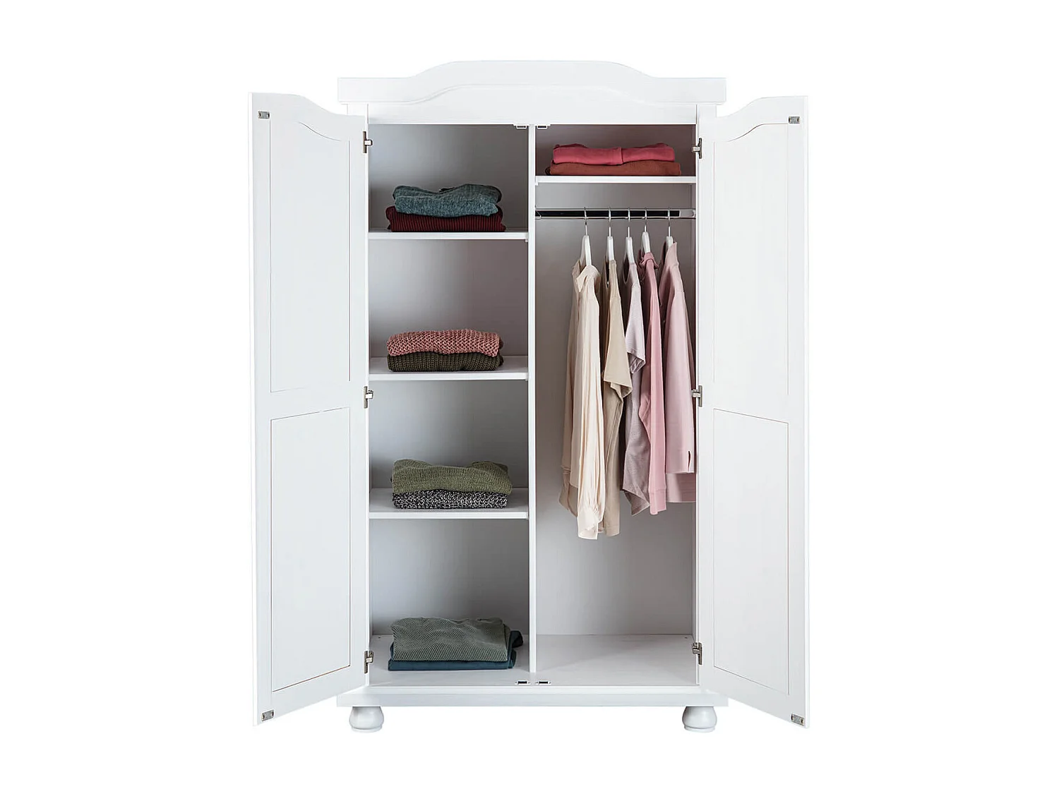SYDNEY - Armoire 2 Portes + Penderie Bois Massif Vernis Blanc