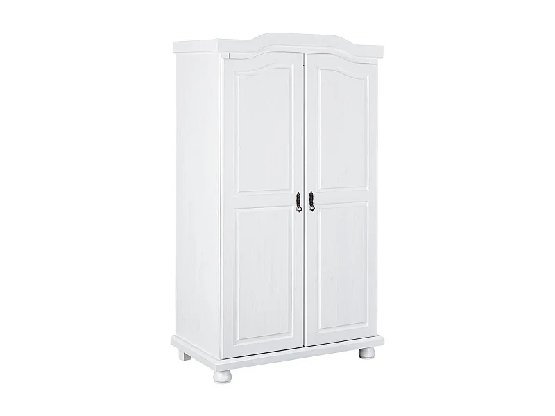 SYDNEY - Armoire 2 Portes + Penderie Bois Massif Vernis Blanc