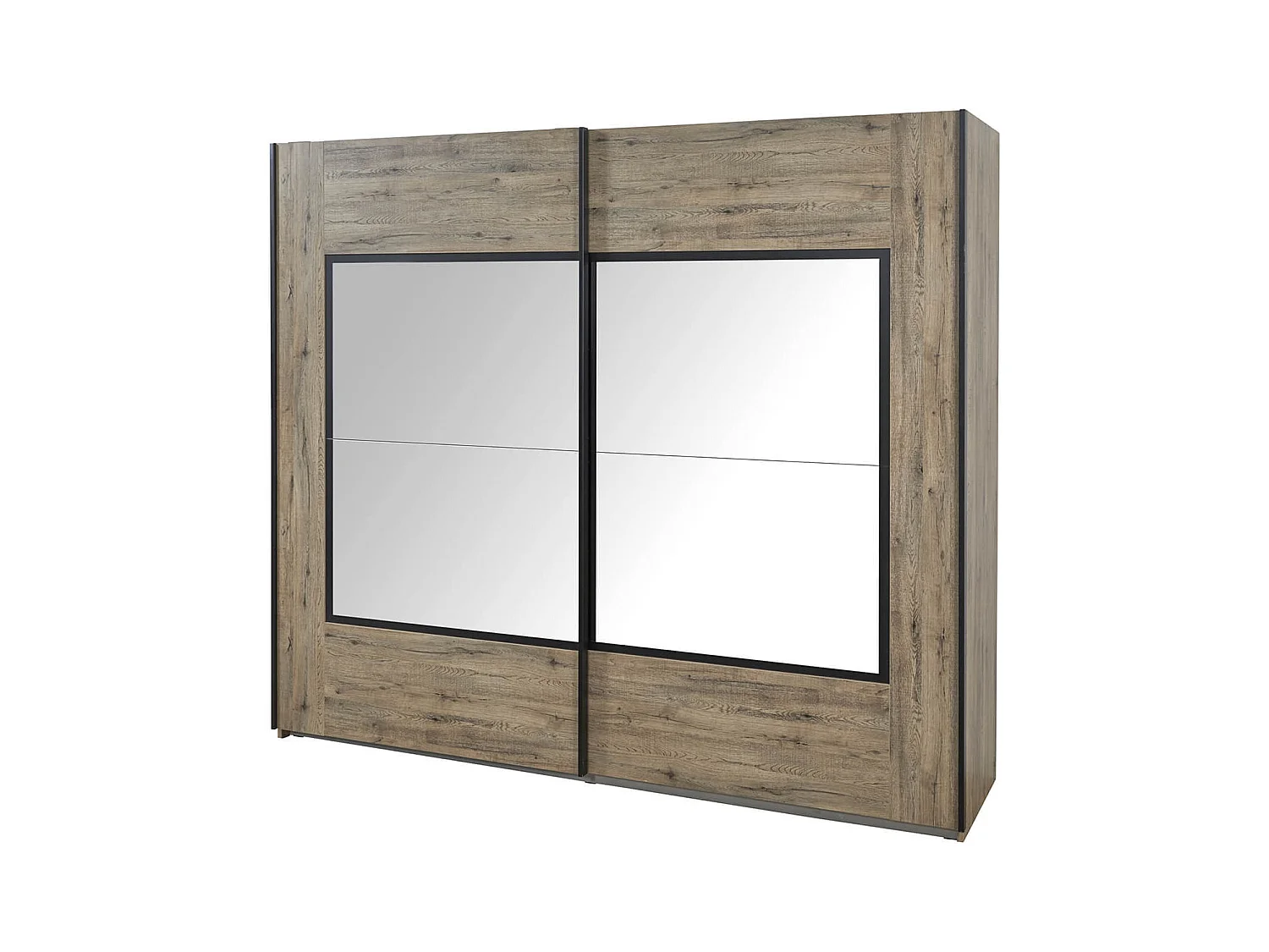 IRISA - Armoire 2 Portes Coulissantes 217cm Aspect Bois