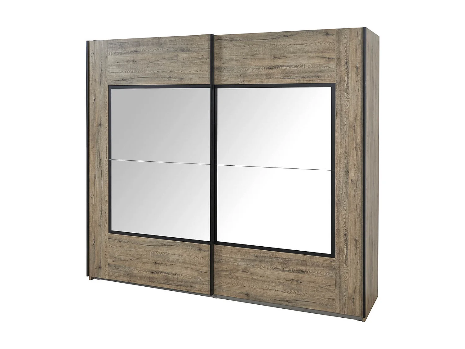 IRISA - Armoire 2 Portes Coulissantes 217cm Aspect Bois