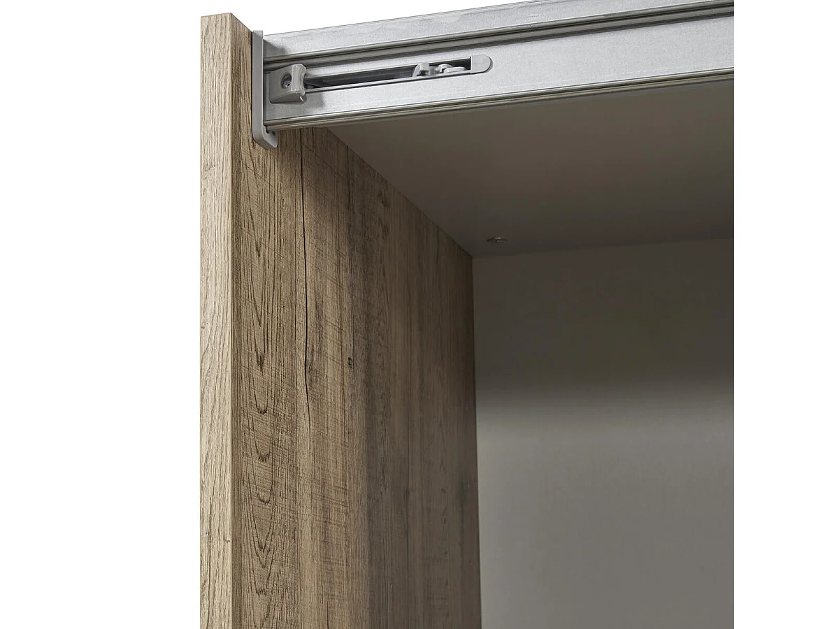 IRISA - Armoire 2 Portes Coulissantes 217cm Aspect Bois