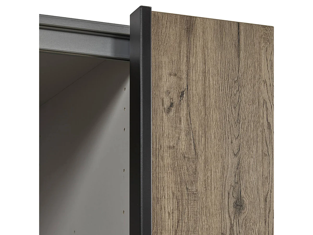 IRISA - Armoire 2 Portes Coulissantes 217cm Aspect Bois