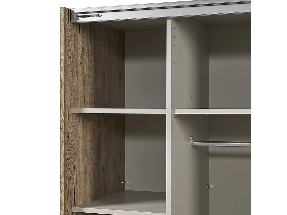 IRISA - Armoire 2 Portes Coulissantes 217cm Aspect Bois