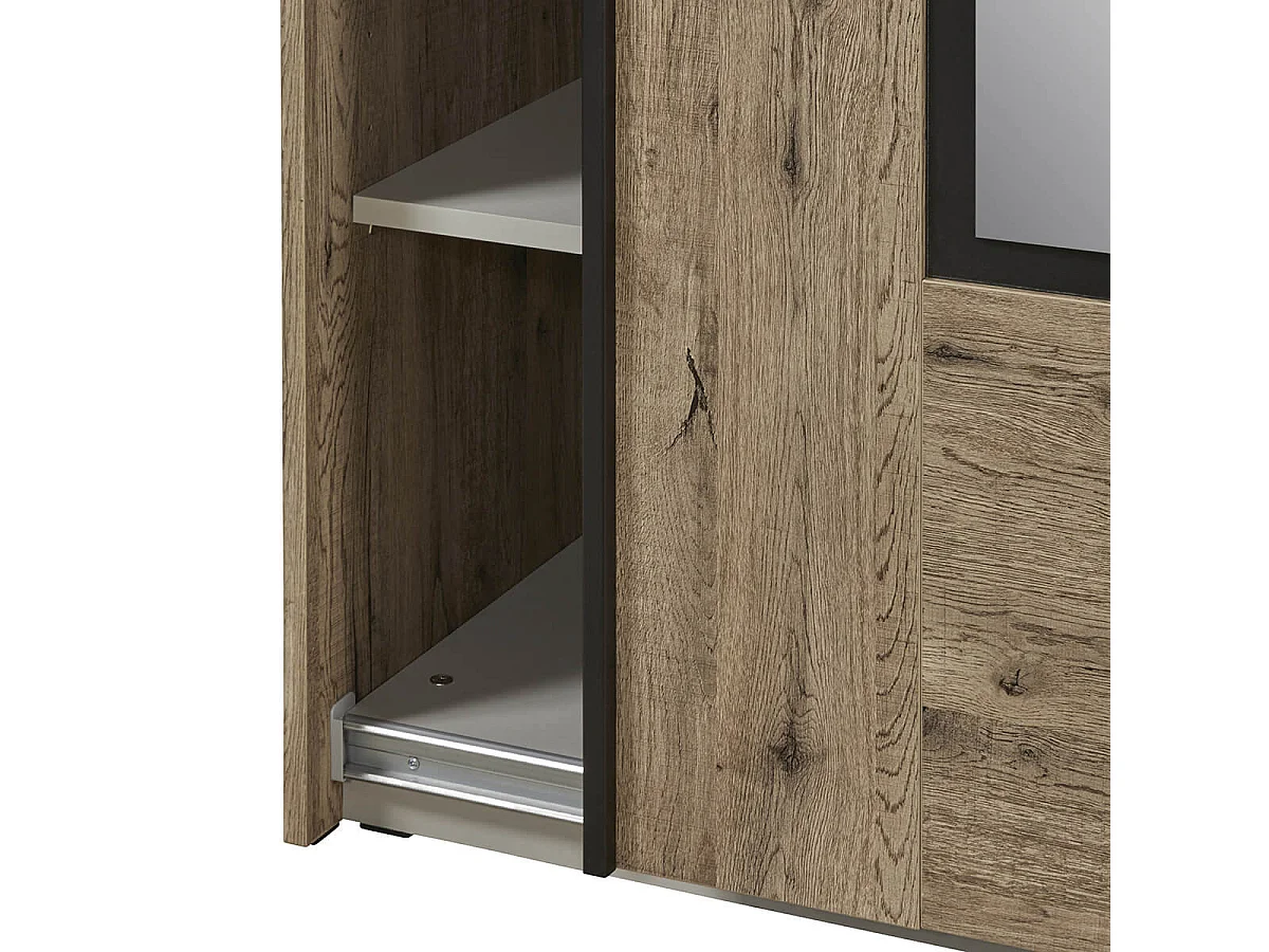 IRISA - Armoire 2 Portes Coulissantes 217cm Aspect Bois