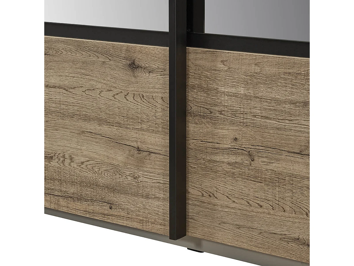 IRISA - Armoire 2 Portes Coulissantes 217cm Aspect Bois