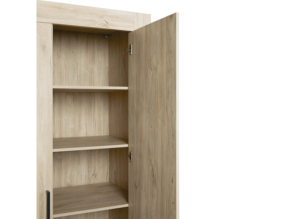 NATURAL - Armoire 2 Portes 118cm Aspect Bois Clair