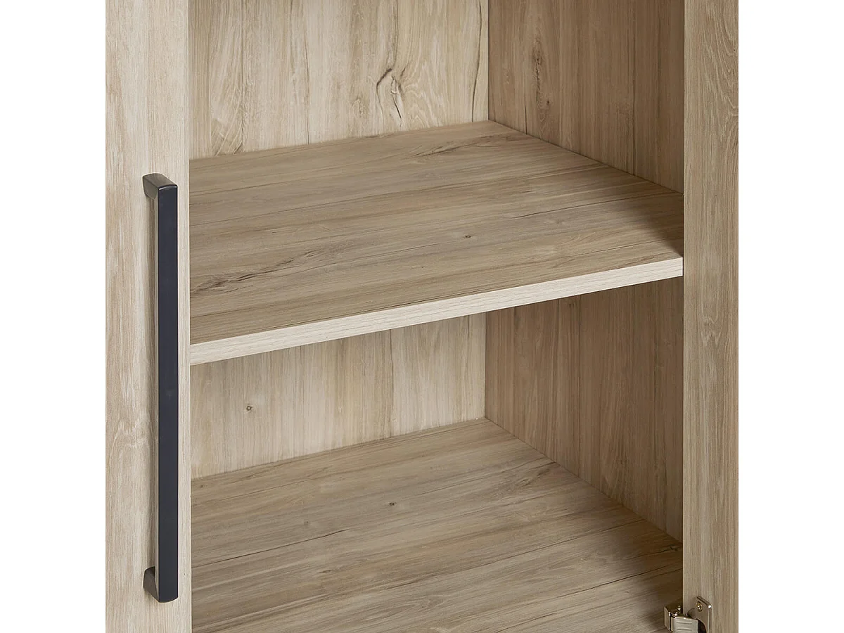 NATURAL - Armoire 2 Portes 118cm Aspect Bois Clair