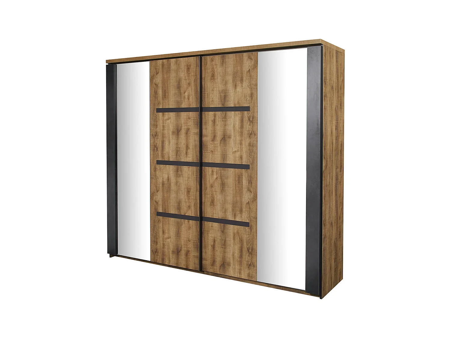 CANDAS - Armoire 2 Portes Coulissantes 217cm Effet Bois
