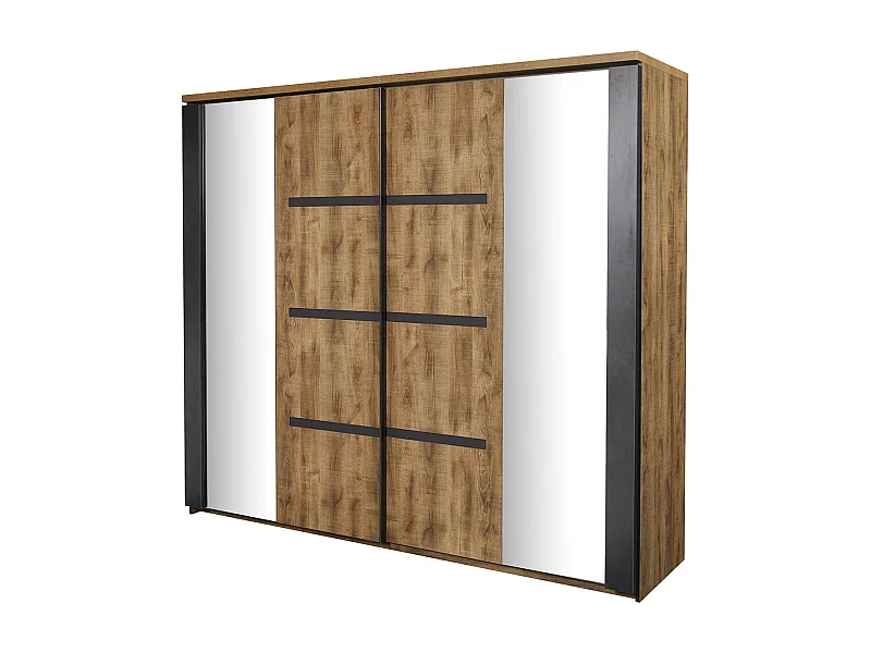 CANDAS - Armoire 2 Portes Coulissantes 217cm Effet Bois