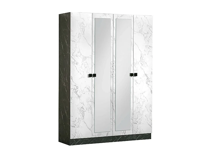 RAKHAM - Armoire 4 Portes avec Miroir Central