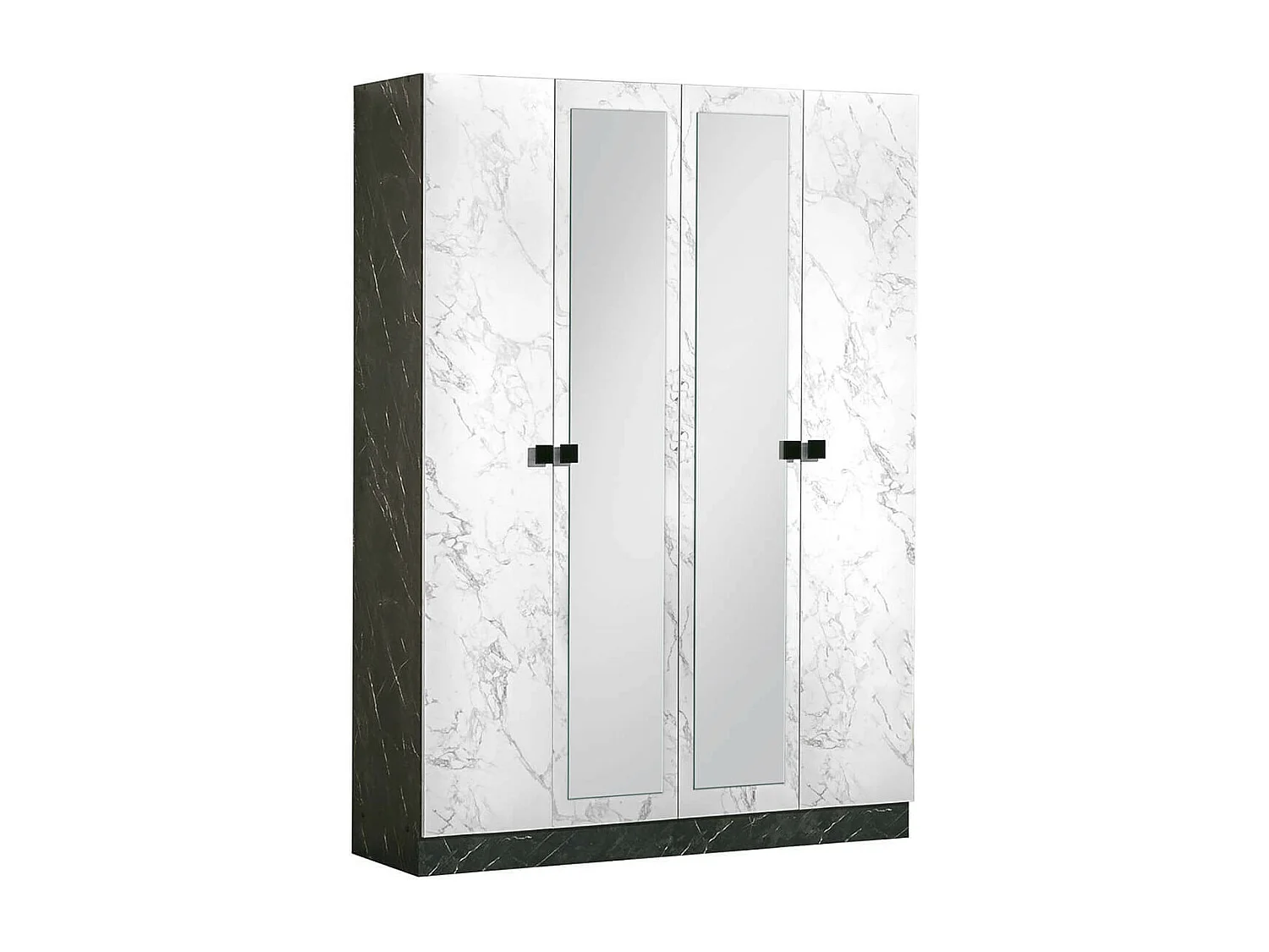RAKHAM - Armoire 4 Portes avec Miroir Central