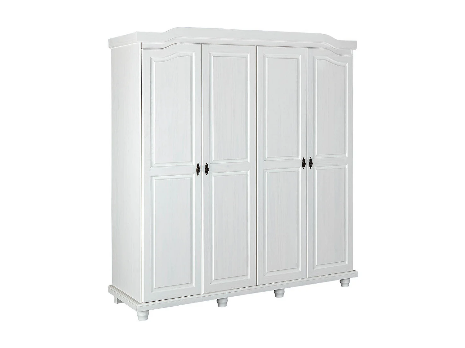 NEDER - Armoire 4 Portes Bois Massif Blanc