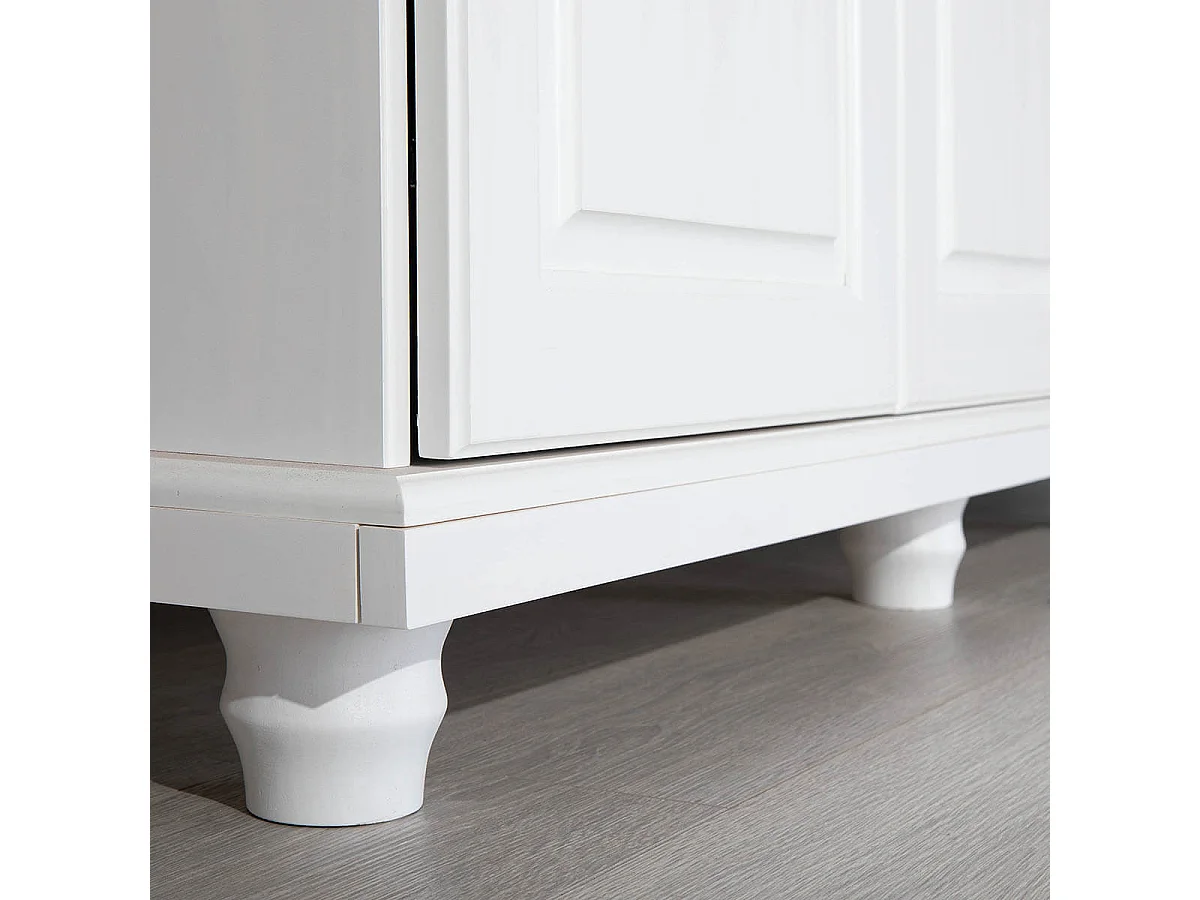 NEDER - Armoire 4 Portes Bois Massif Blanc