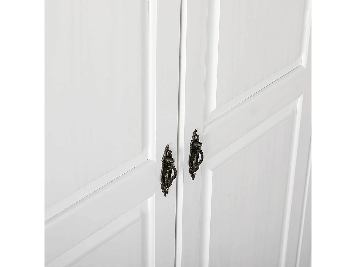 NEDER - Armoire 4 Portes Bois Massif Blanc