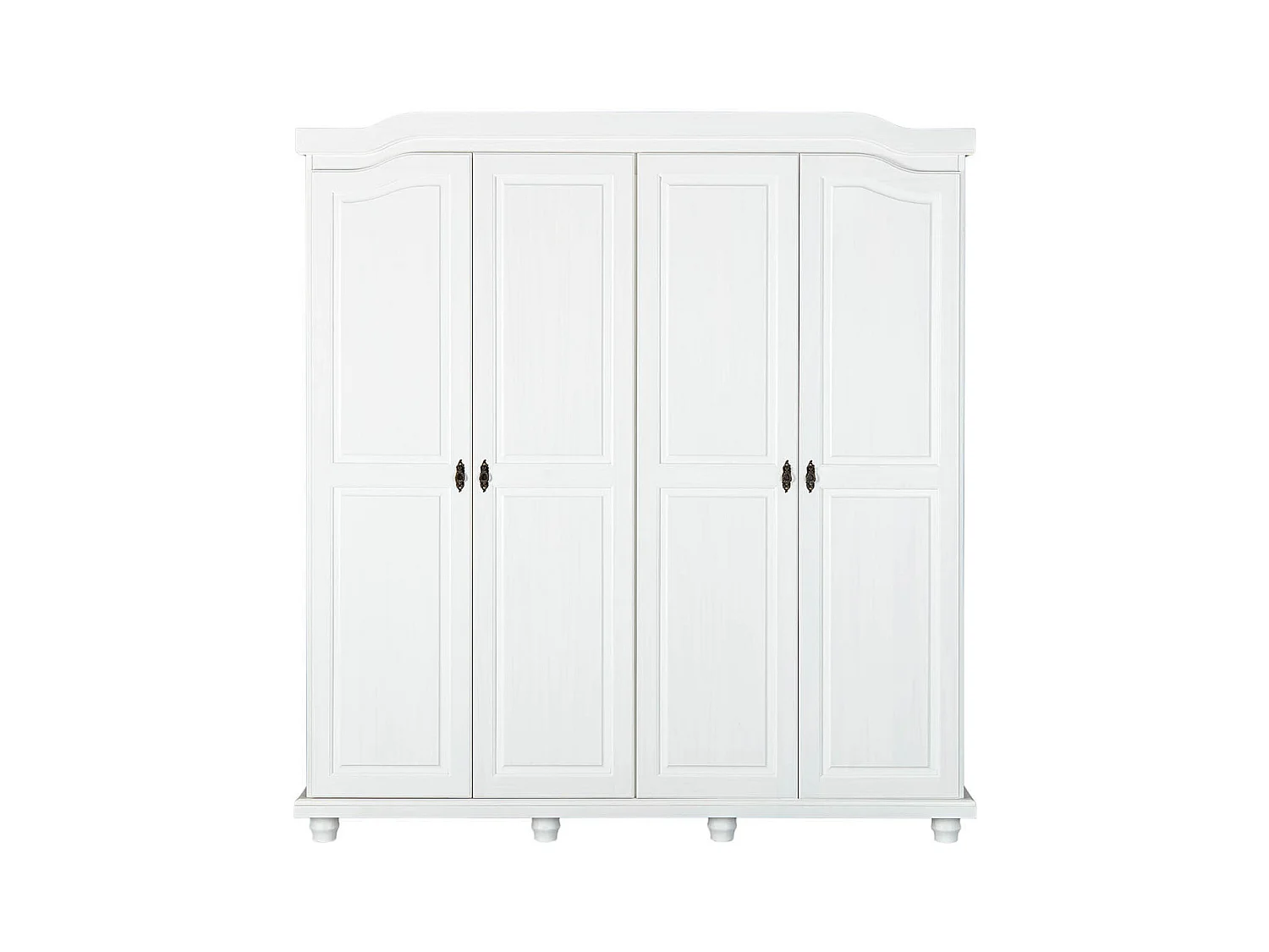 NEDER - Armoire 4 Portes Bois Massif Blanc