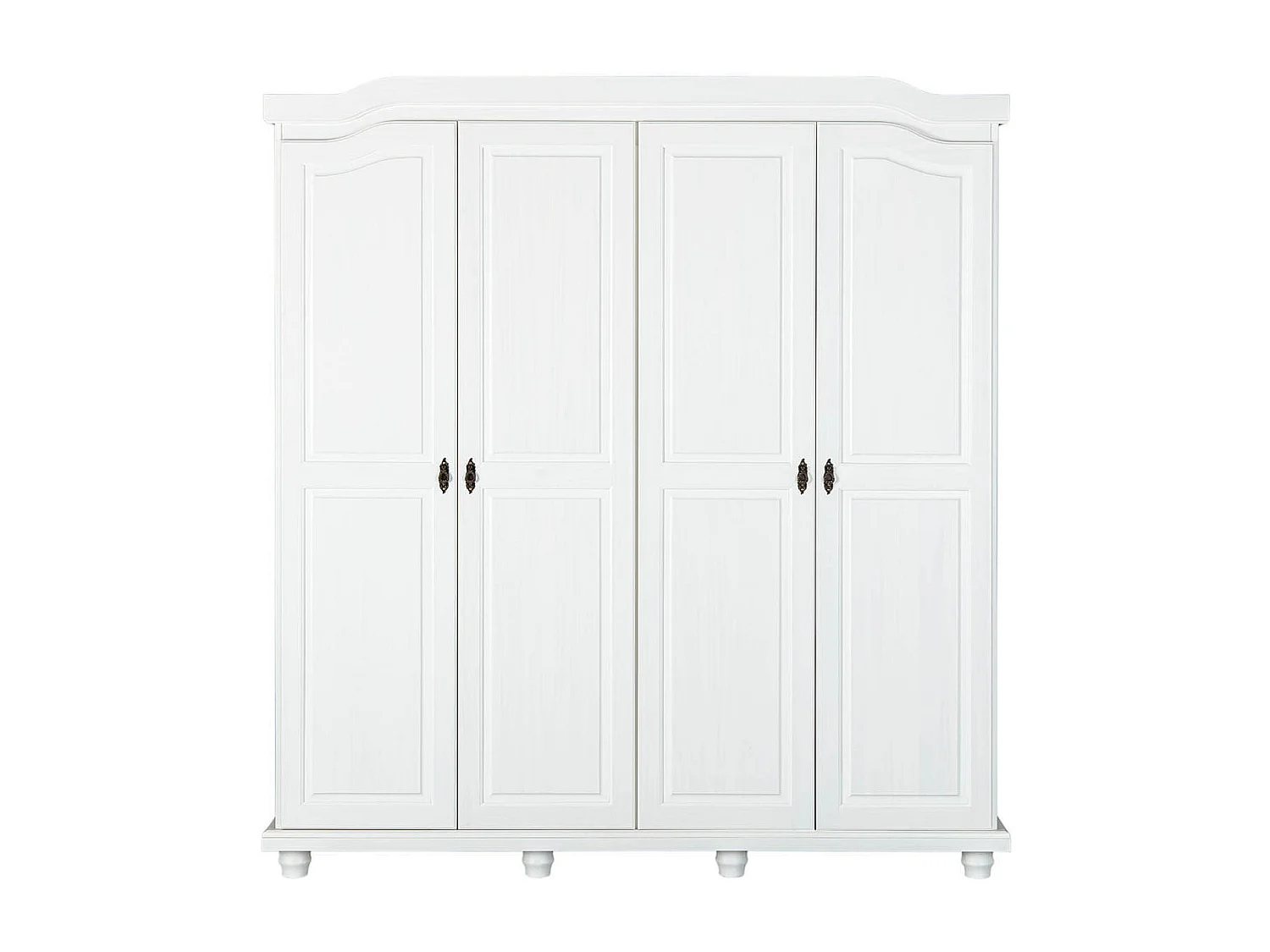 NEDER - Armoire 4 Portes Bois Massif Blanc