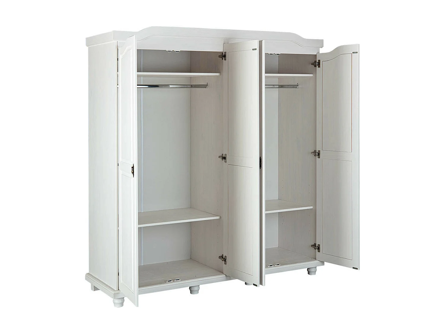 NEDER - Armoire 4 Portes Bois Massif Blanc