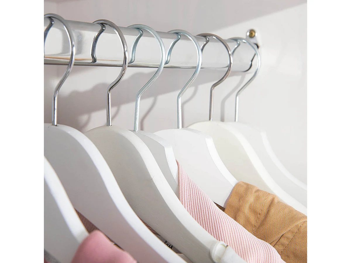 NEDER - Armoire 4 Portes Bois Massif Blanc