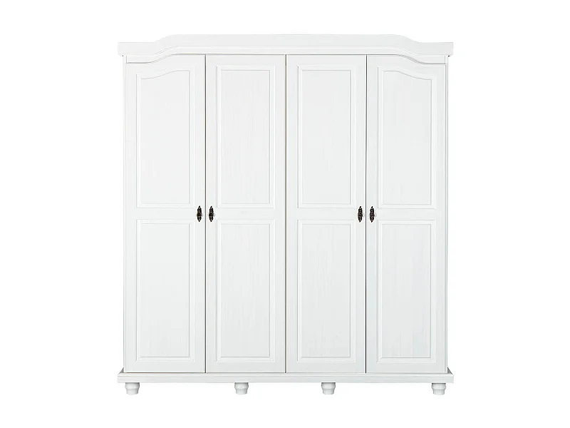 NEDER - Armoire 4 Portes Bois Massif Blanc