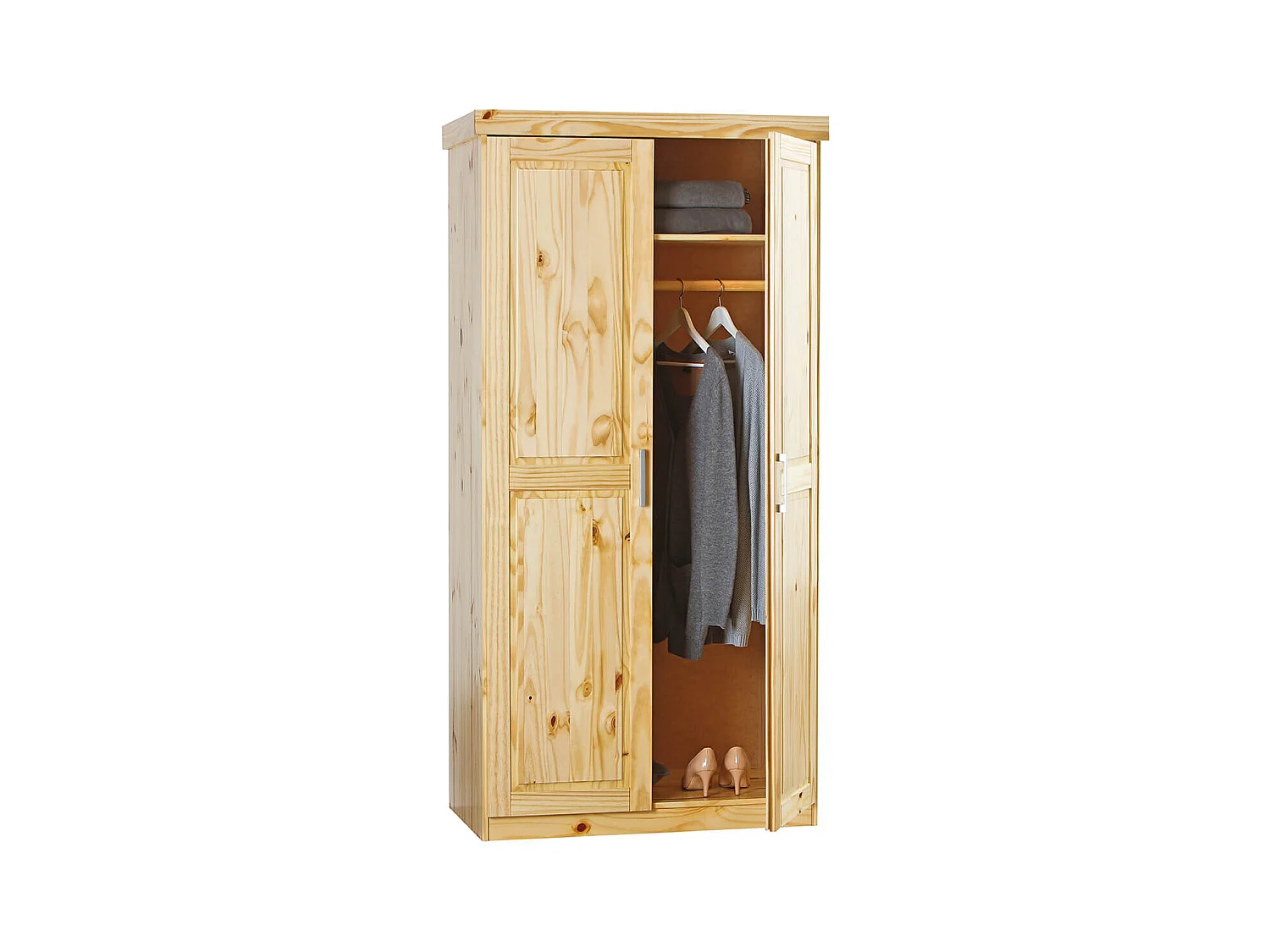 CALI - Armoire 2 Portes Bois Massif Naturel