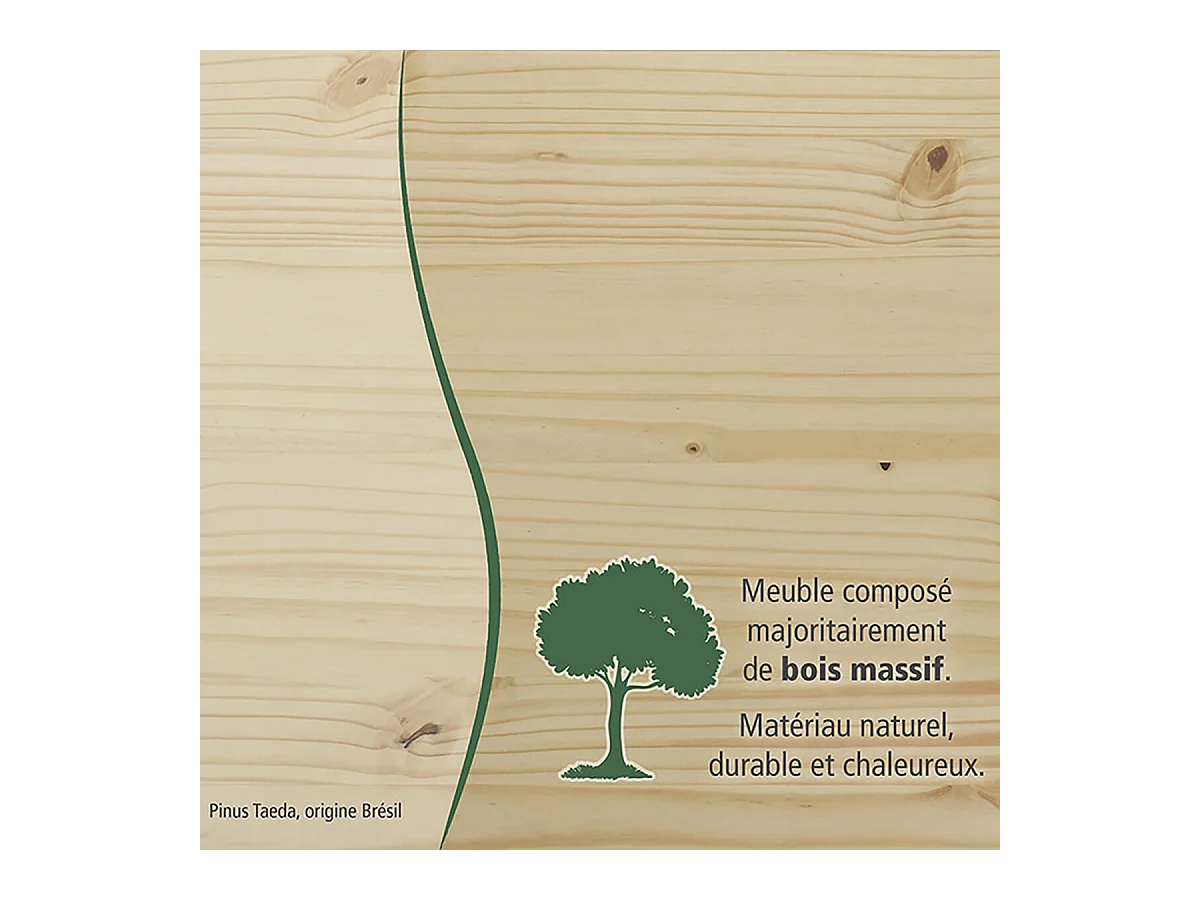 CALI - Armoire 2 Portes Bois Massif Naturel