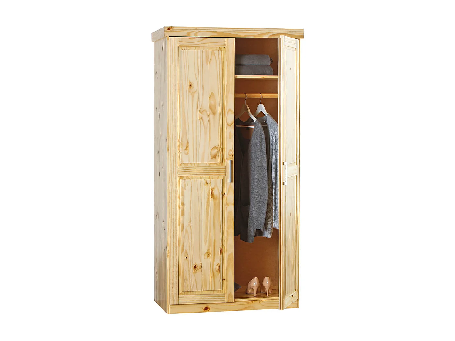 CALI - Armoire 2 Portes Bois Massif Naturel