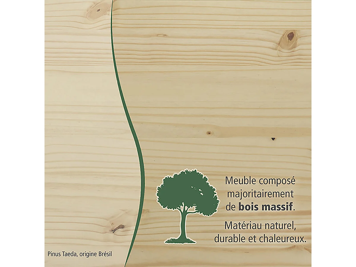 CALI - Armoire 2 Portes Bois Massif Naturel