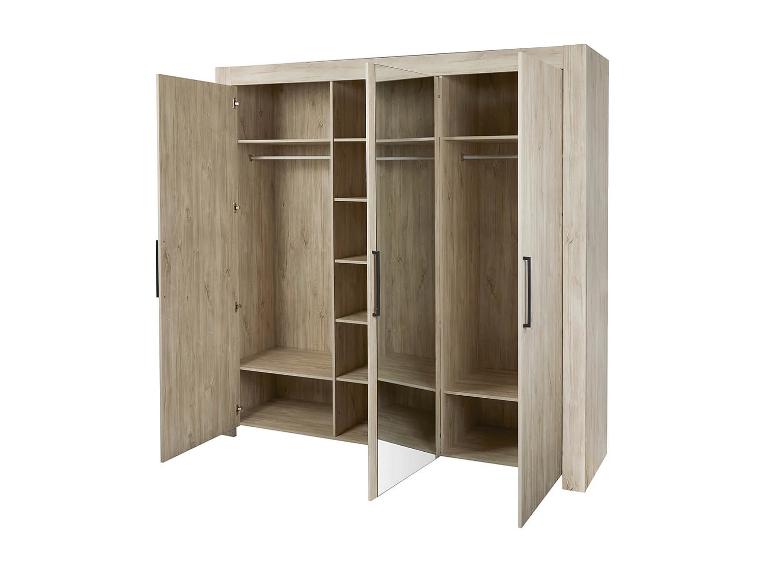 NATURAL - Armoire 3 Portes 210cm Aspect Bois Clair