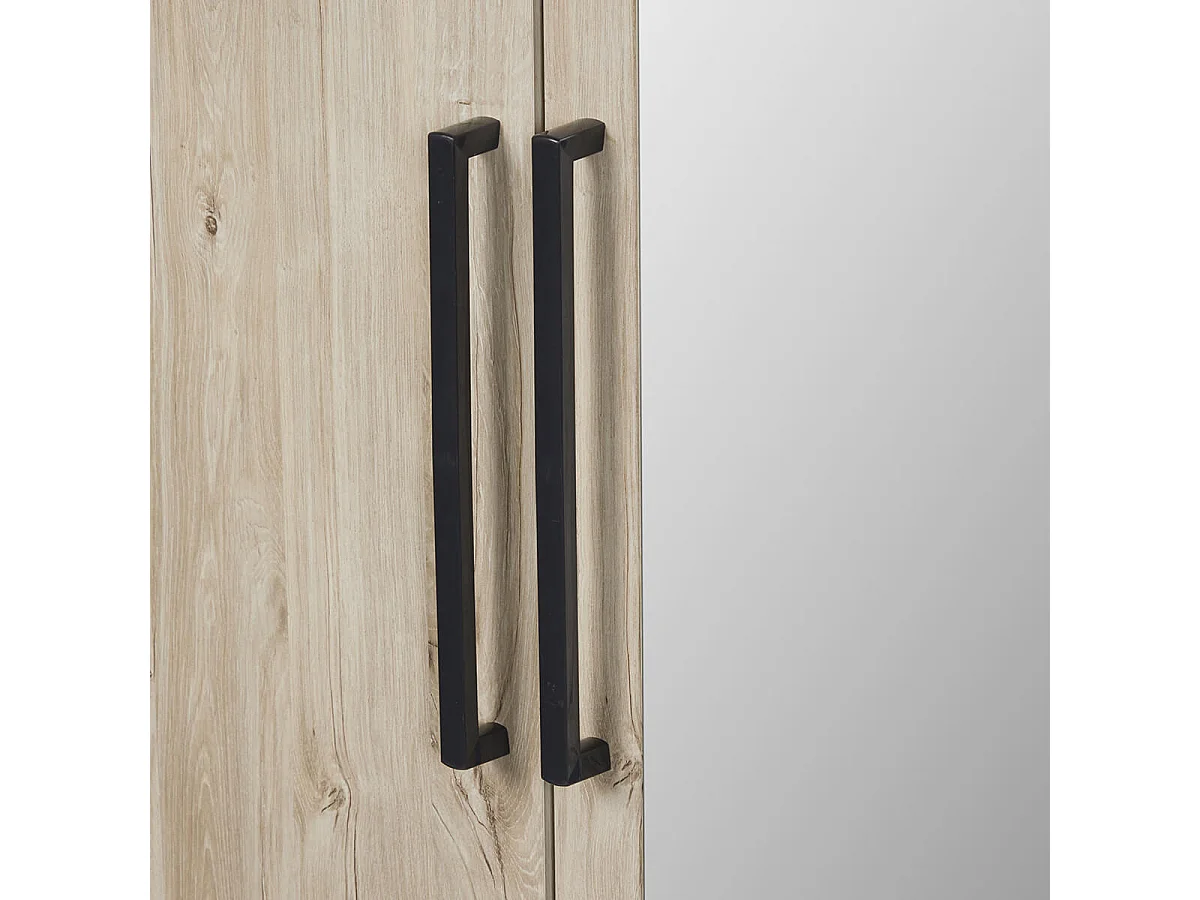 NATURAL - Armoire 3 Portes 210cm Aspect Bois Clair