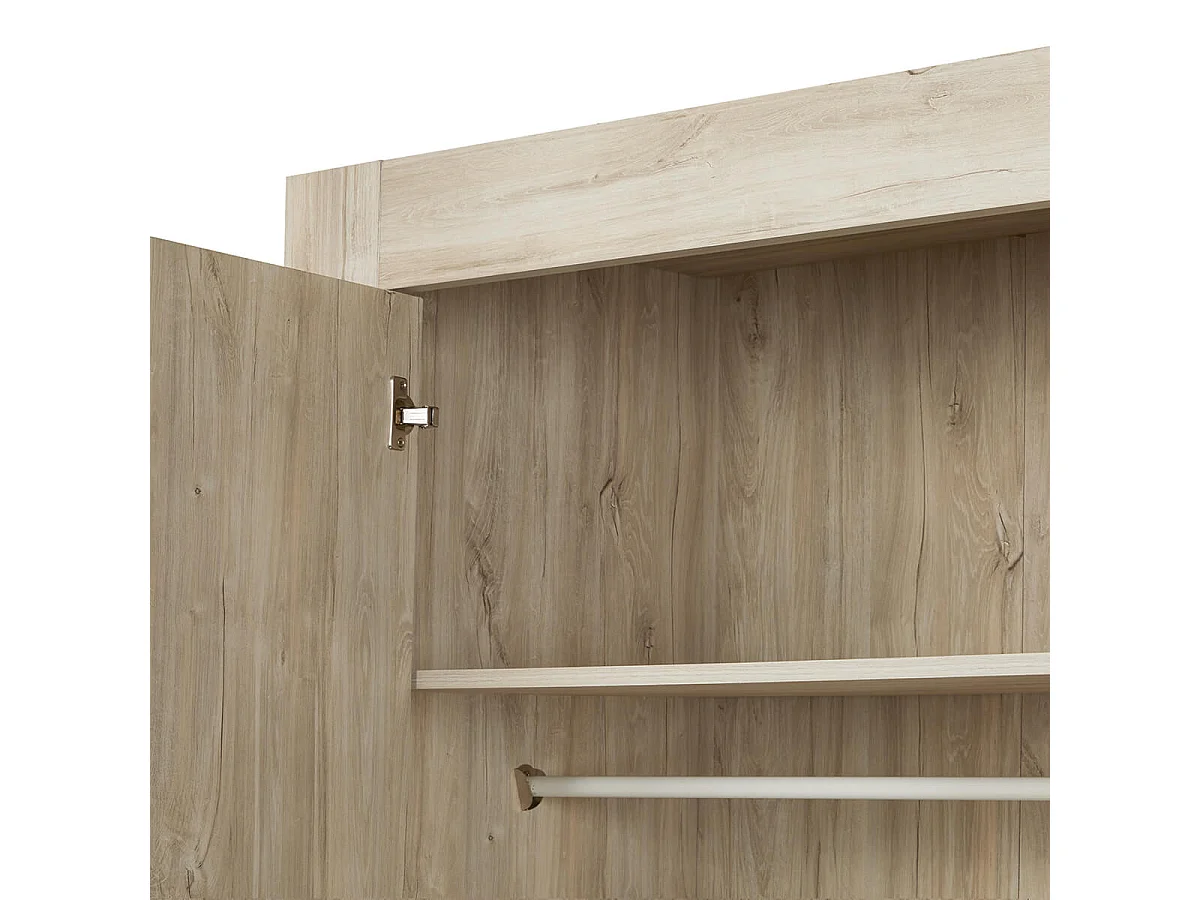 NATURAL - Armoire 3 Portes 210cm Aspect Bois Clair