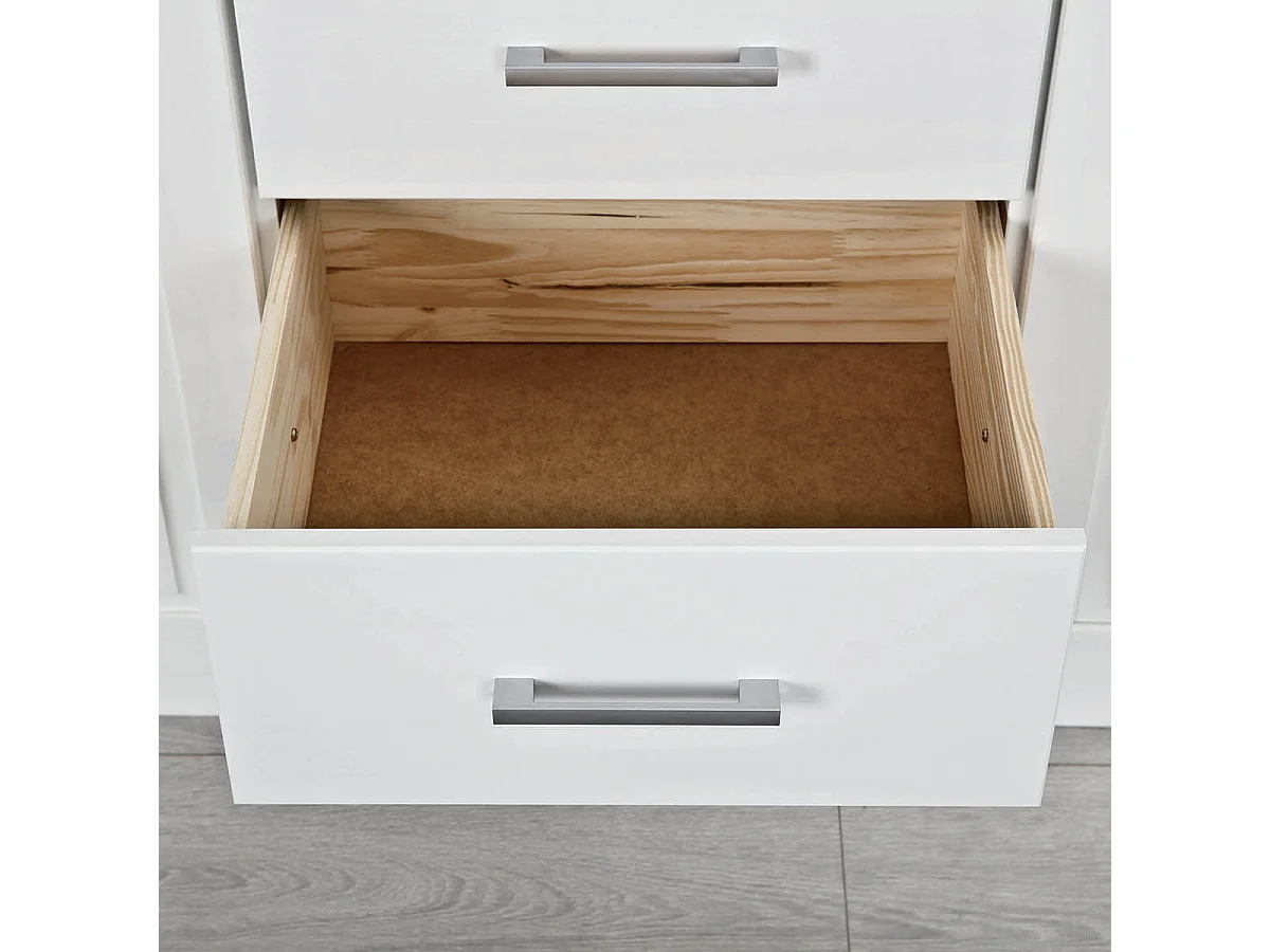 ALASKA - Armoire 3 Portes 1 Miroir Bois Massif Vernis Blanc