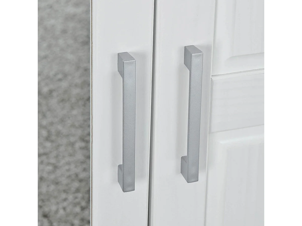 ALASKA - Armoire 3 Portes 1 Miroir Bois Massif Vernis Blanc