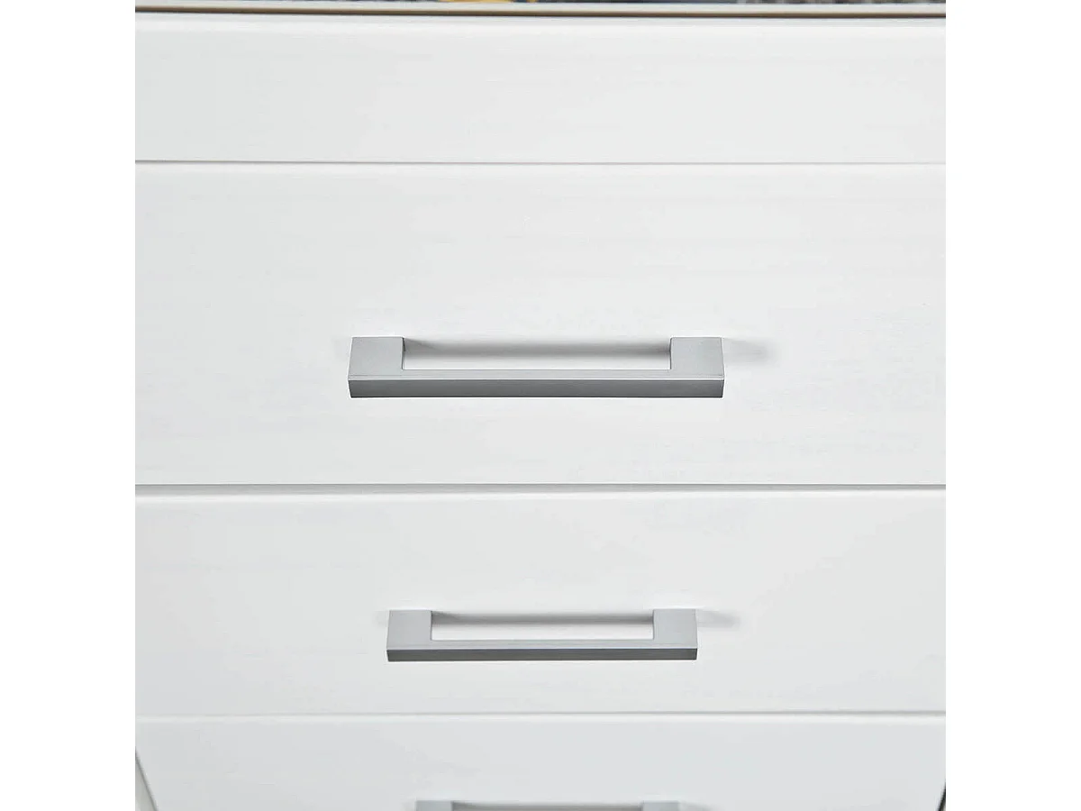 ALASKA - Armoire 3 Portes 1 Miroir Bois Massif Vernis Blanc