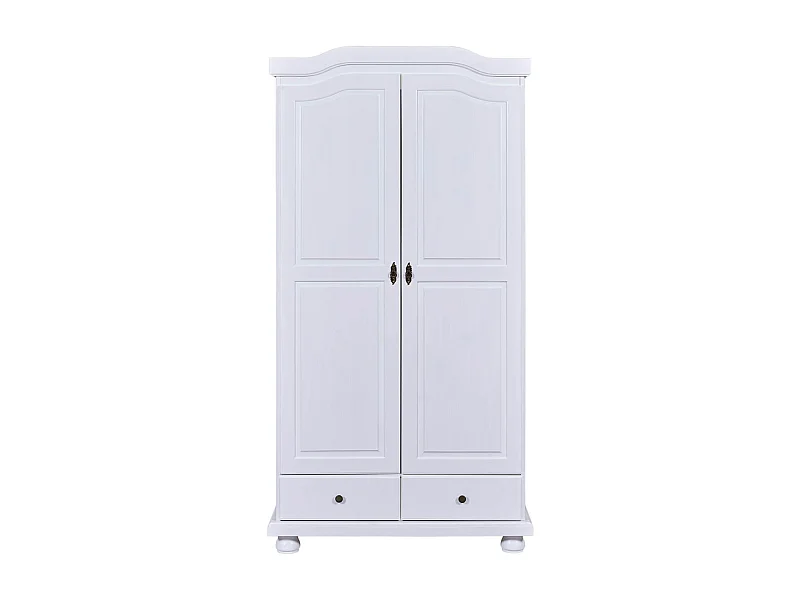 NEDER - Armoire 2 Portes Bois Massif Blanc