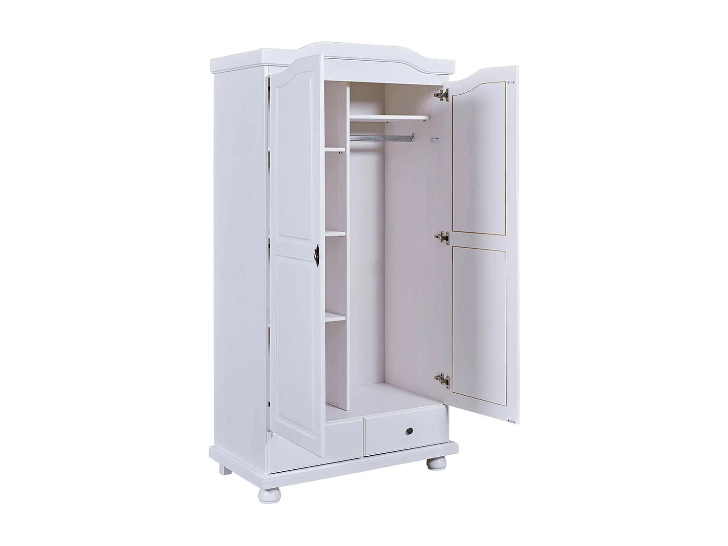 NEDER - Armoire 2 Portes Bois Massif Blanc