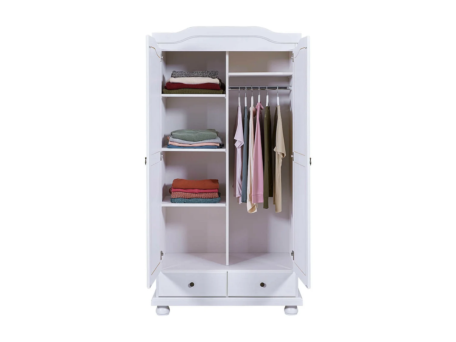 NEDER - Armoire 2 Portes Bois Massif Blanc