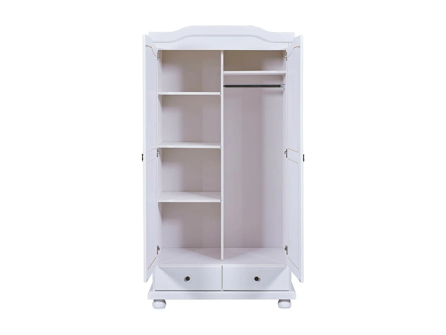 NEDER - Armoire 2 Portes Bois Massif Blanc