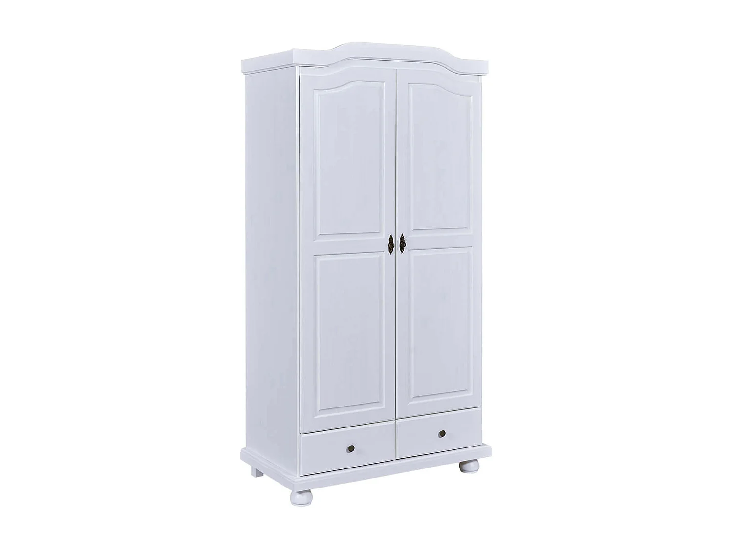 NEDER - Armoire 2 Portes Bois Massif Blanc