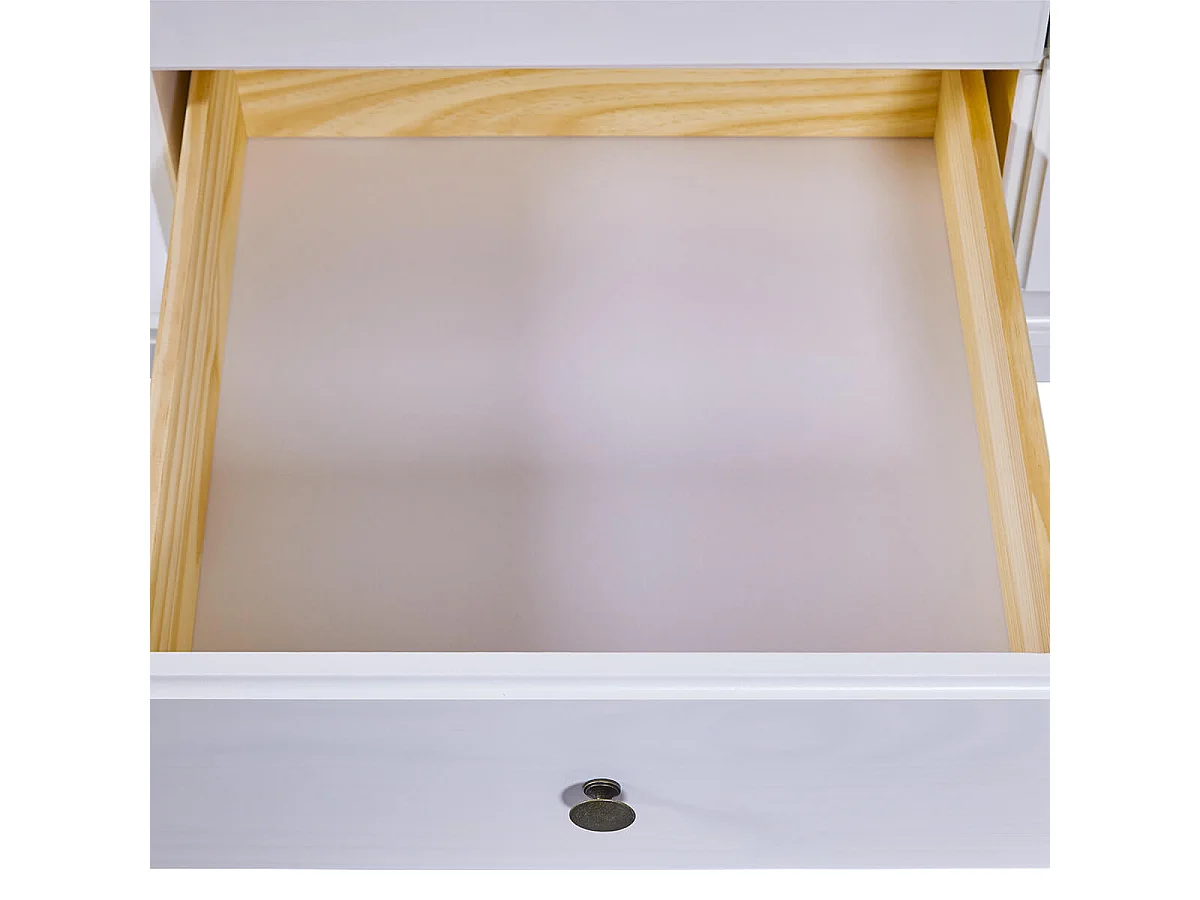 NEDER - Armoire 2 Portes Bois Massif Blanc