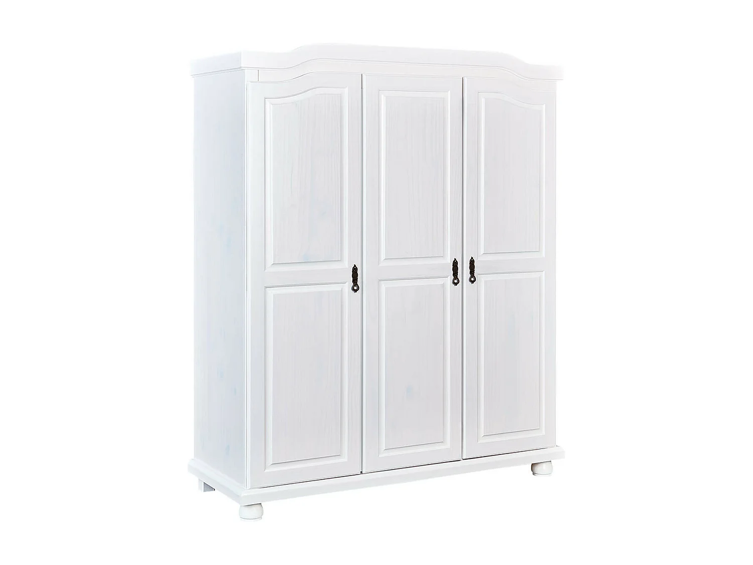 SYDNEY - Armoire 3 Portes + Penderie Bois Massif Vernis Blanc