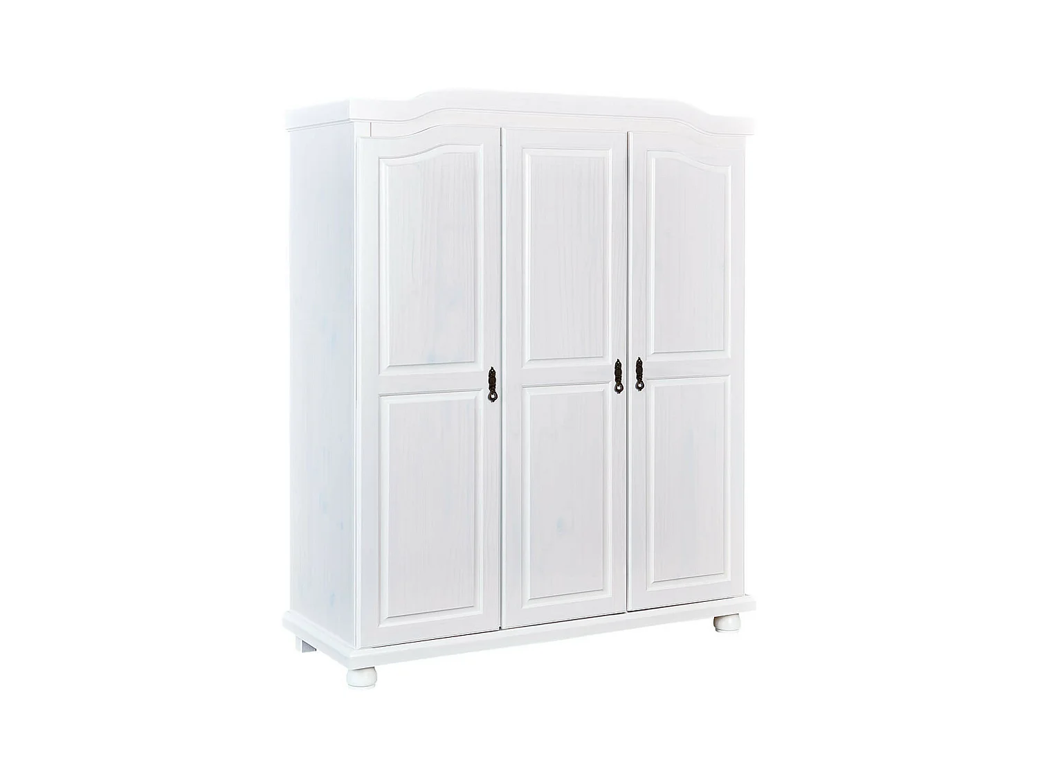 SYDNEY - Armoire 3 Portes + Penderie Bois Massif Vernis Blanc
