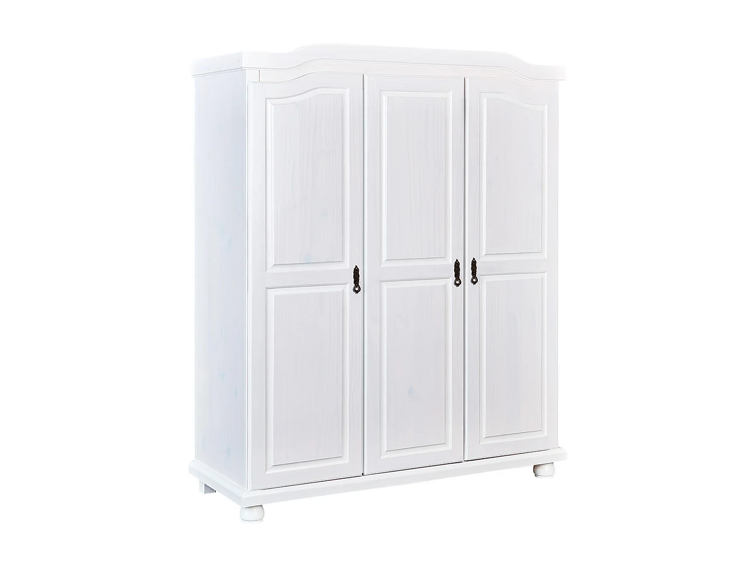 SYDNEY - Armoire 3 Portes + Penderie Bois Massif Vernis Blanc