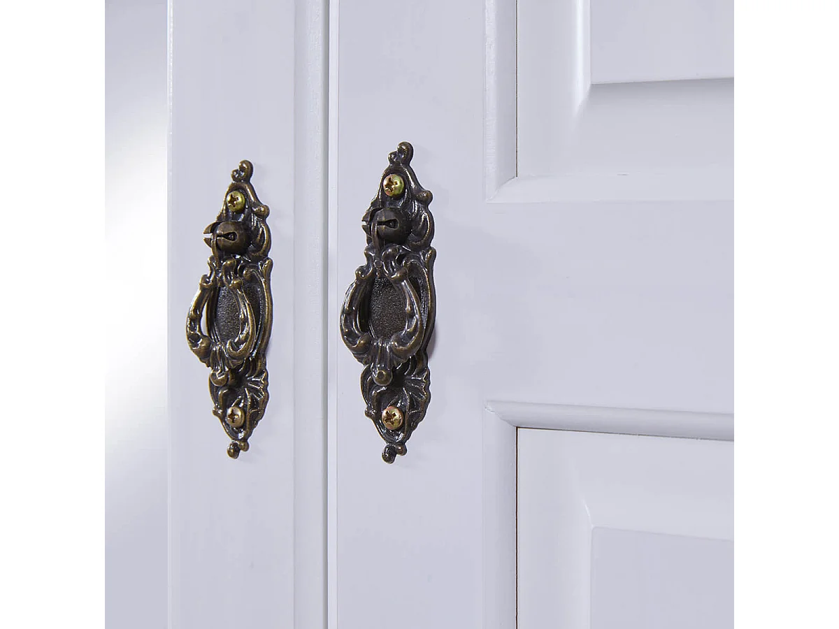 NEDER - Armoire 3 Portes Avec Penderie Bois Massif Vernis Blanc