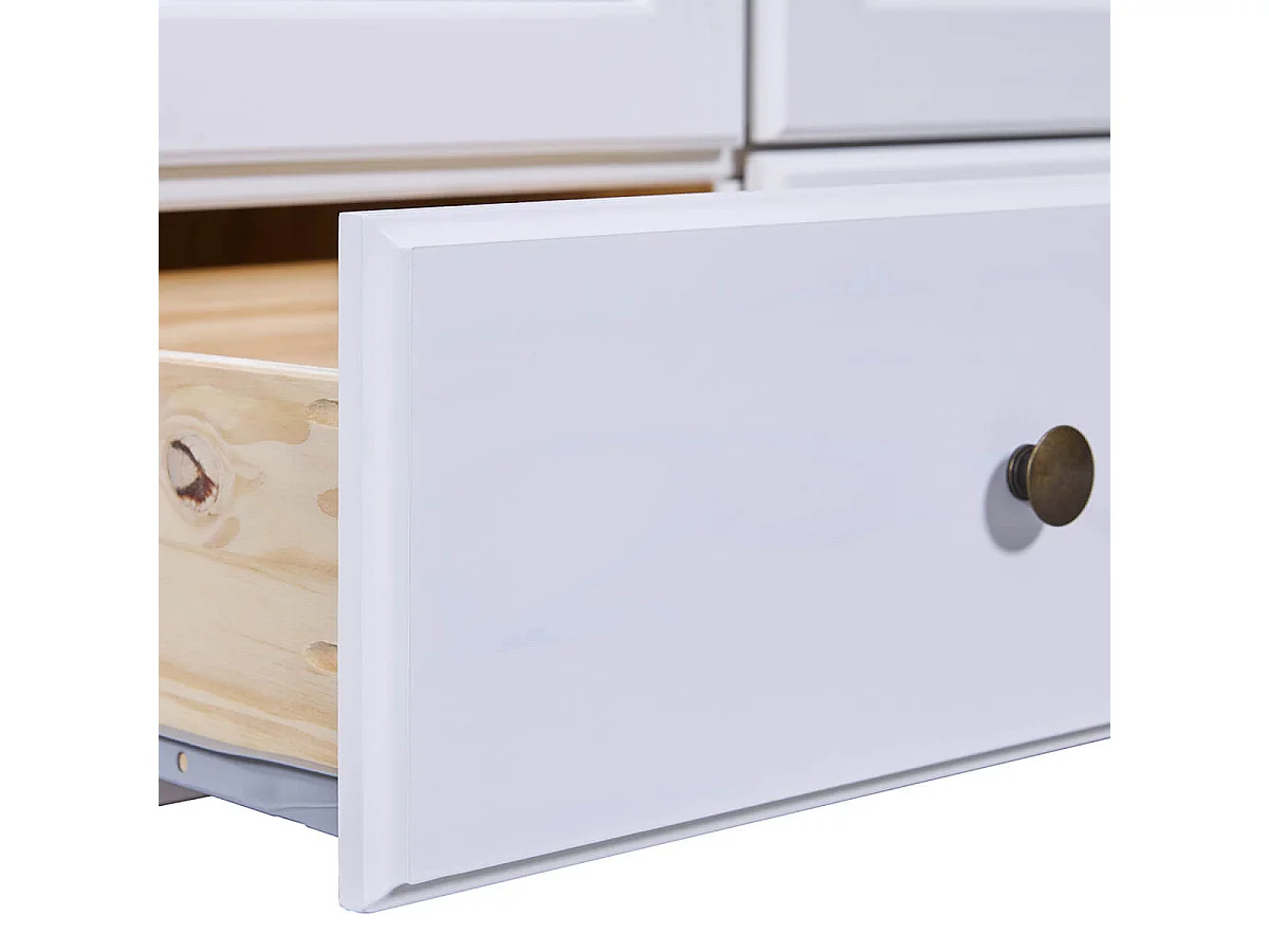 NEDER - Armoire 3 Portes Avec Penderie Bois Massif Vernis Blanc