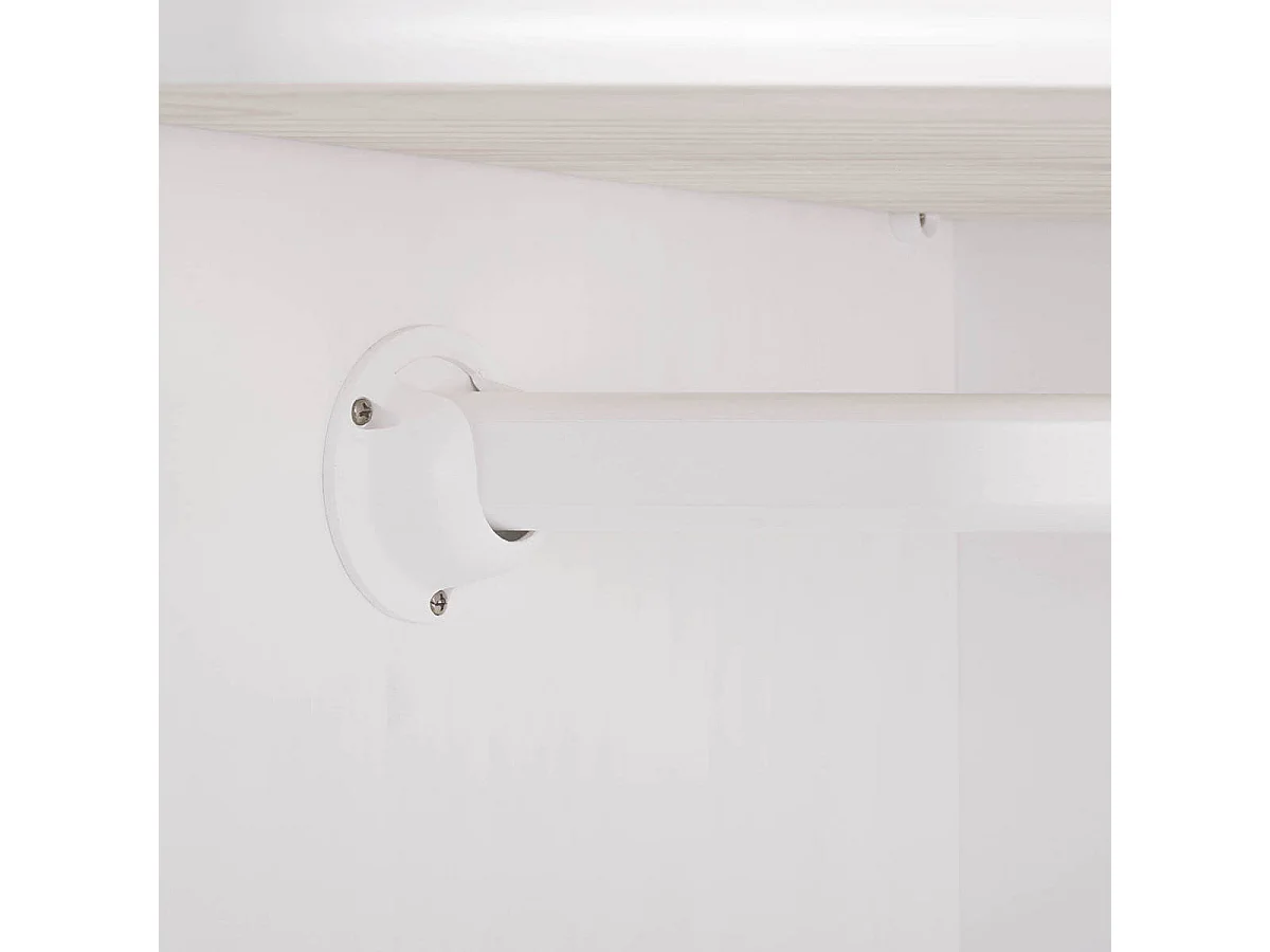 TRISTAN - Armoire 2 Portes 2 Tiroirs Bois Massif Vernis Blanc