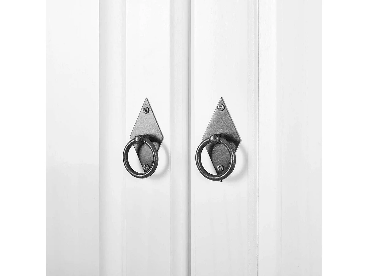 TRISTAN - Armoire 2 Portes 2 Tiroirs Bois Massif Vernis Blanc